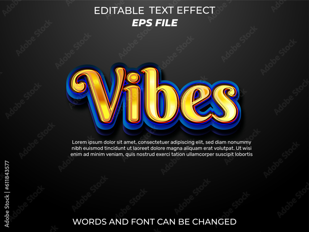vibes text effect, font editable, typography, 3d text. vector template vibes text effect, font editable, typography, 3d text. vector template