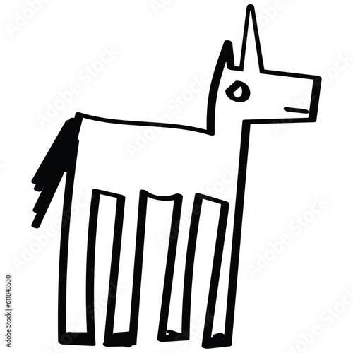 child-like illustration of a unicorn