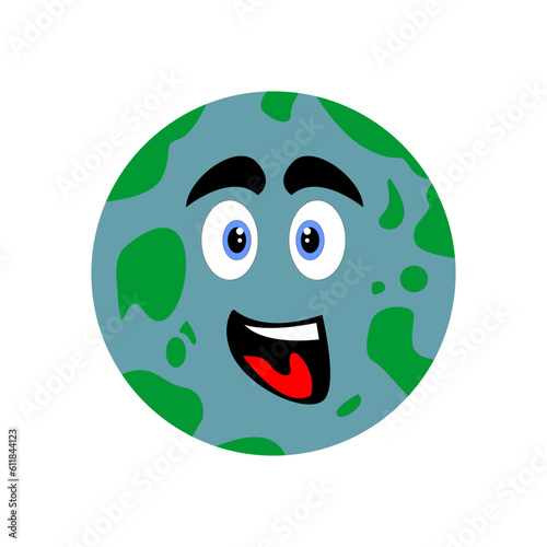 Illustration of the smiling planet Earth on white