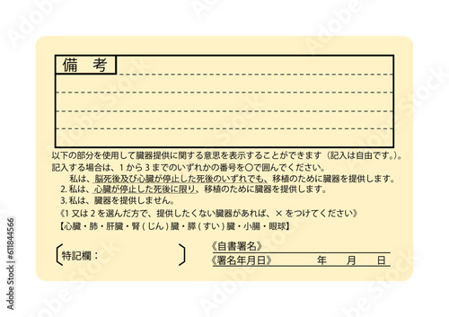 日本の運転免許証の裏面