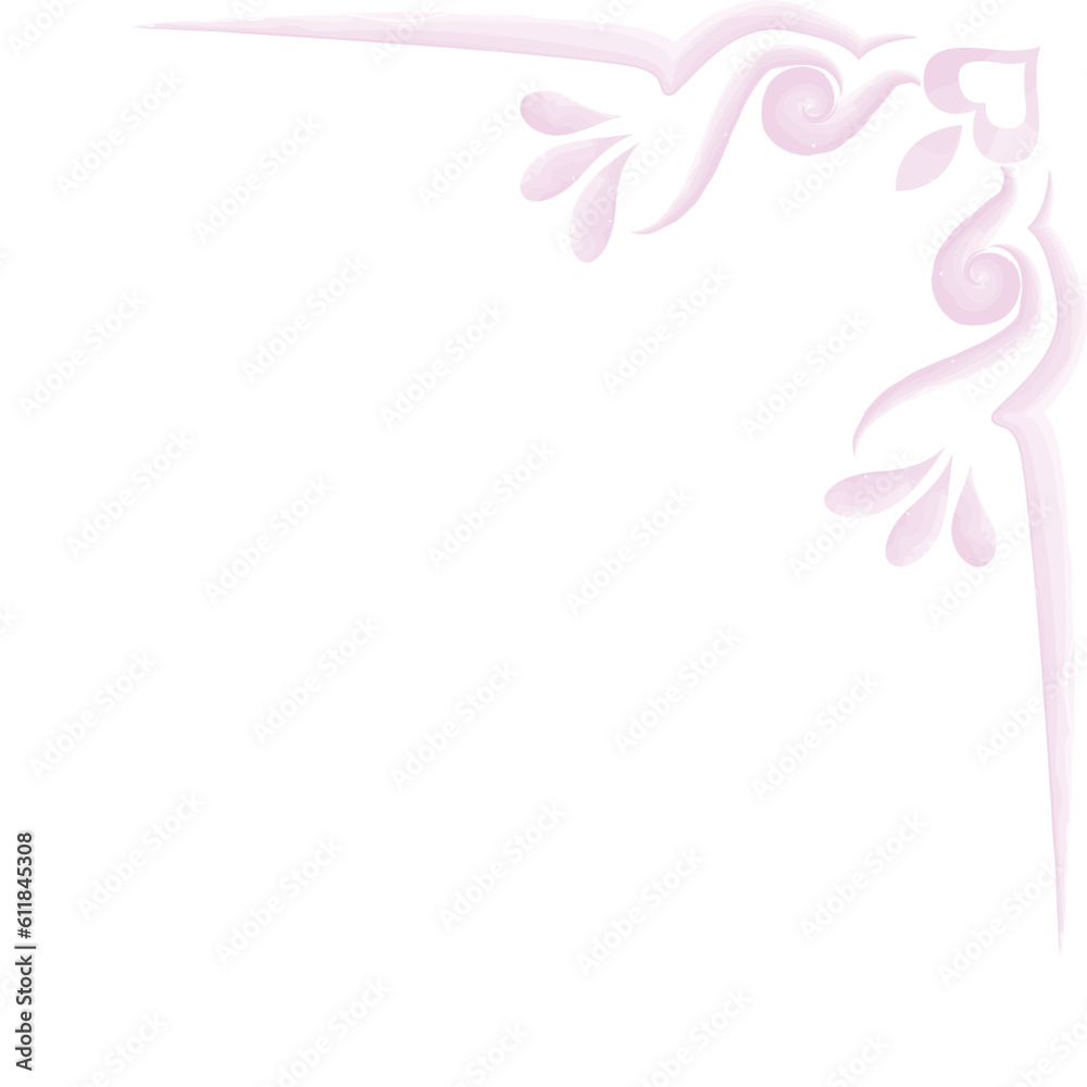 watercolor border with hearts on valentines day theme pink frame on white background ,card