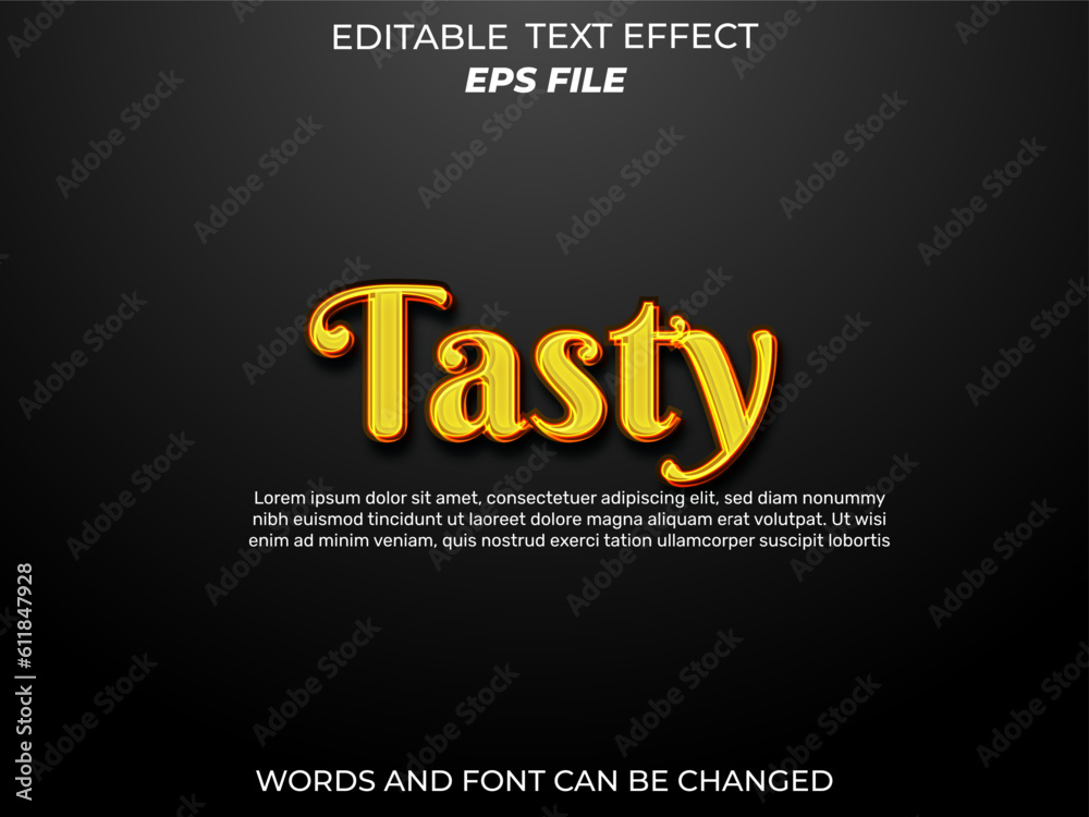 tasty text effect, font editable, typography, 3d text. vector template