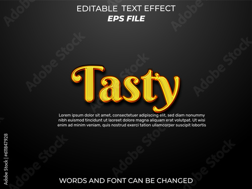 tasty text effect, font editable, typography, 3d text. vector template