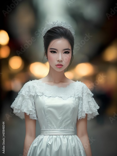 beautiful teenage asian woman at the mall, generative art by A.I.