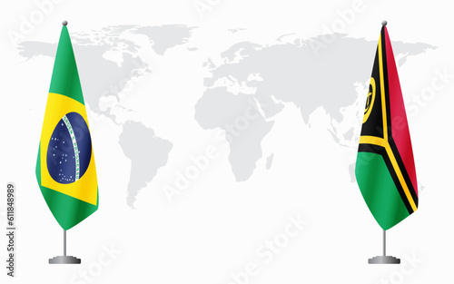 Brazil and Vanuatu flags for official meeting, vector