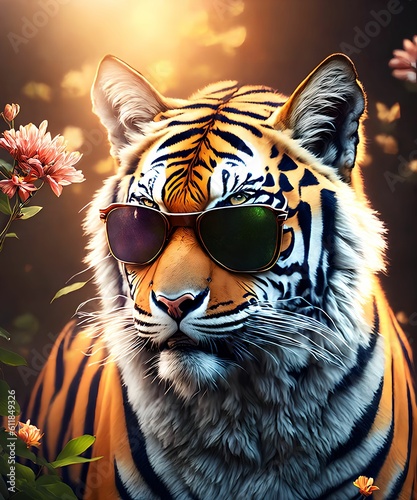 strong tiger at the field  generative art by A.I.