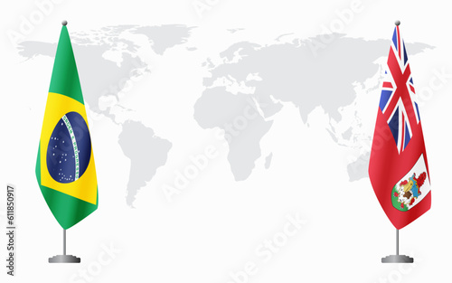 Brazil and Bermuda flags for official meeting, vector