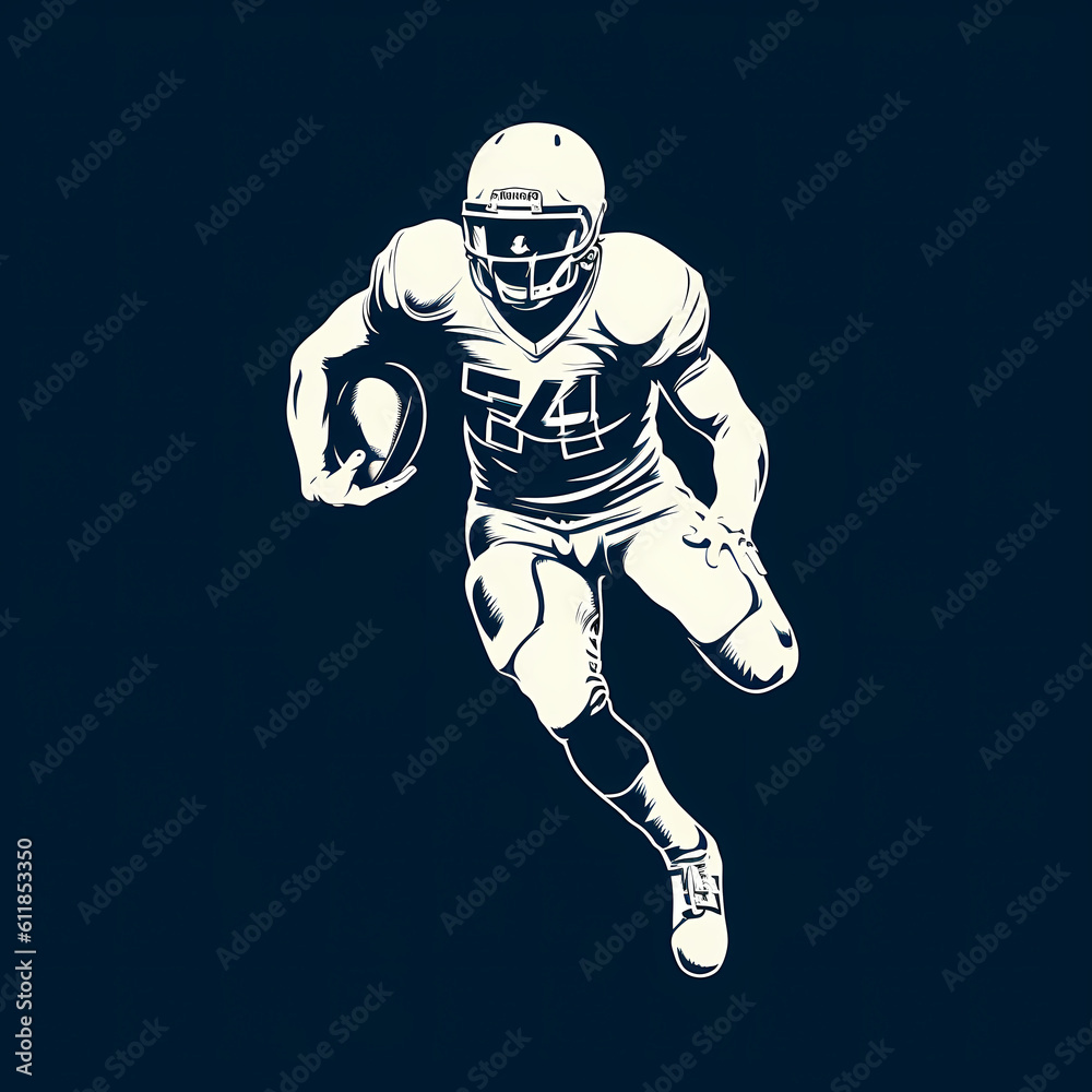 American Football Player Illustration. Generative AI