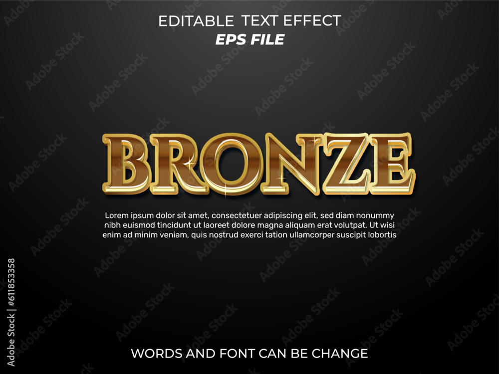 bronze text effect, font editable, typography, 3d text. vector template bronze text effect, font editable, typography, 3d text. vector template
