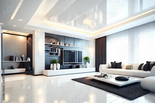 interior design of modern living room  generative art by A.I.