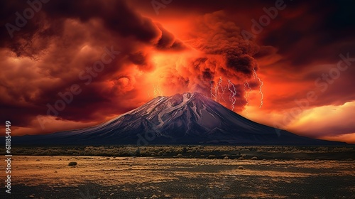 Fotografia erupting volcano Generative AI