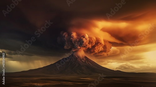 Canvas-taulu erupting volcano Generative AI