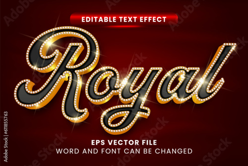 Luxury royal black 3d editable vector text effect