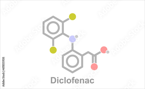 Stylized formula icon of diclofenac.