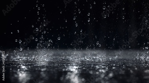 Obraz na plátně 雨などの水が地面に落ちる瞬間のアップ　Generative AI