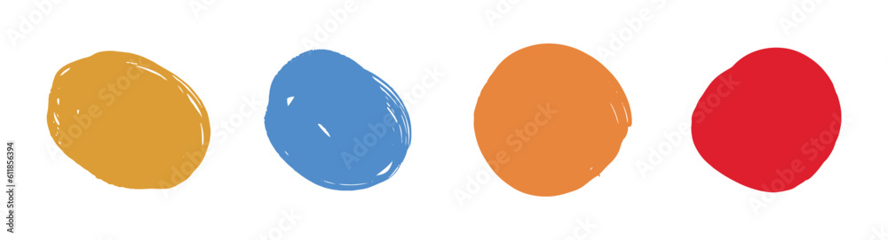 Hand drawn colored watercolor round spots and stains vector illustration
