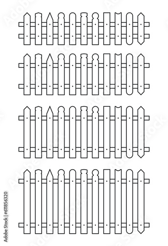 Outline fence in flat style vector illustration isolated on white