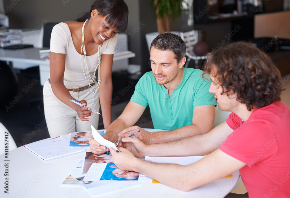 Diversity, colleagues planning and at desk in a modern workplace office together for support. Collaboration or teamwork, ideas or strategy and coworkers brainstorming or planning at workstation Diversity, colleagues planning and at desk in a modern workplace office together for support. Collaboration or teamwork, ideas or strategy and coworkers brainstorming or planning at workstation