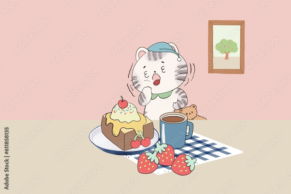 Kitty mammal pet activity emotion funny eating and drinking template frame border banner Kitty mammal pet activity emotion funny eating and drinking template frame border banner
