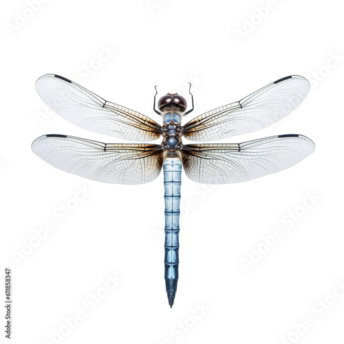 Blue dragonfly isolated on transparent background, Generative