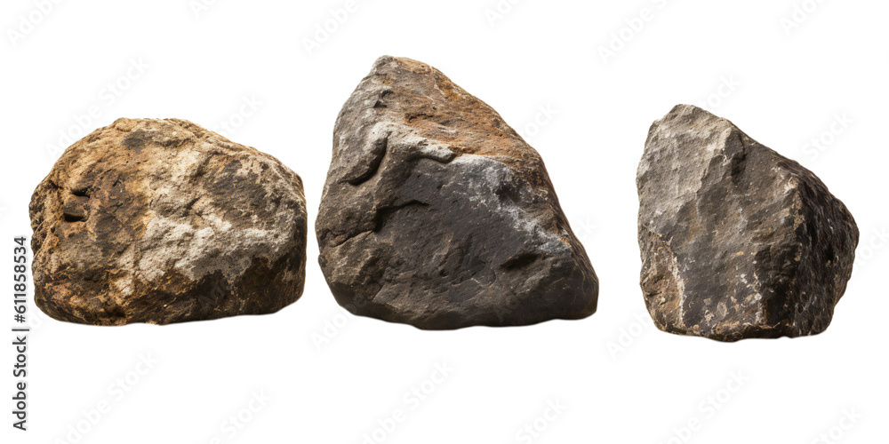 Stones isolated on transparent background, Generative AI