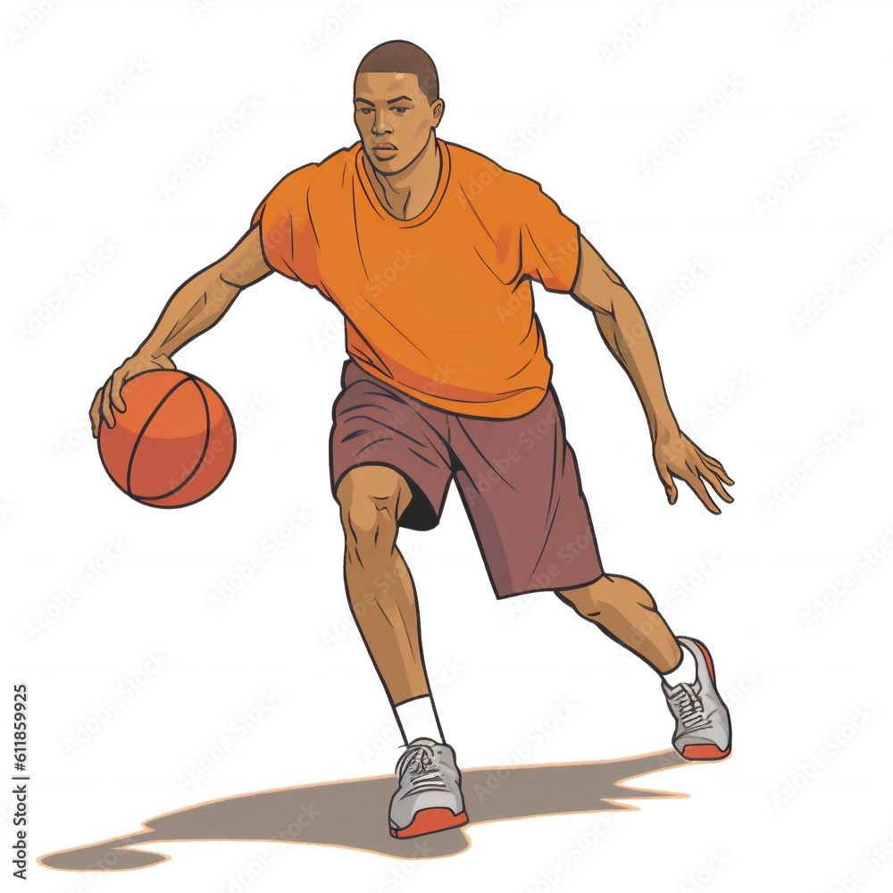 Basketball Player Dribble Isolated Illustration. generative ai