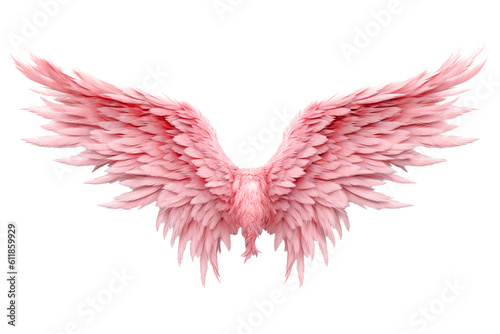 pink angel wings cut out transparent background, PNG ,Generative AI