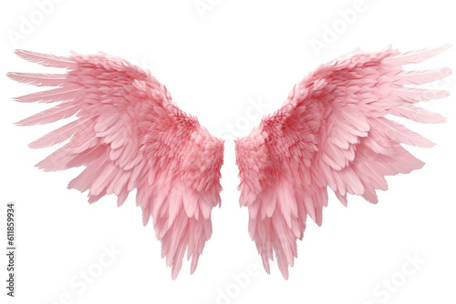 Fotografiet pink angel wings cut out transparent background, PNG ,Generative AI