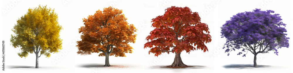 Collection of jacaranda tree isolated on white background, Generative AI Collection of jacaranda tree isolated on white background, Generative AI