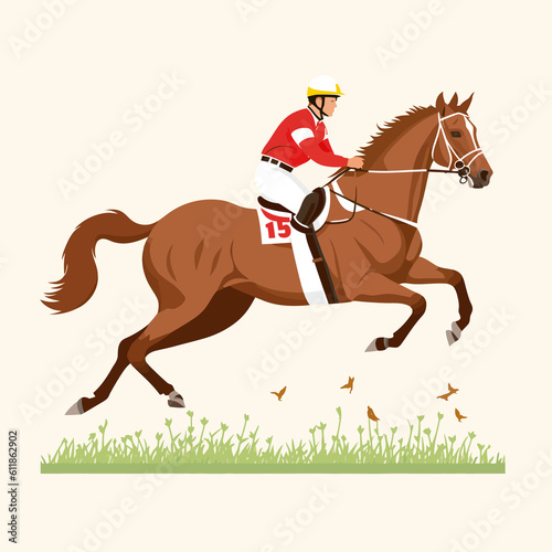 horse racing jockeys riding illustration © chutima