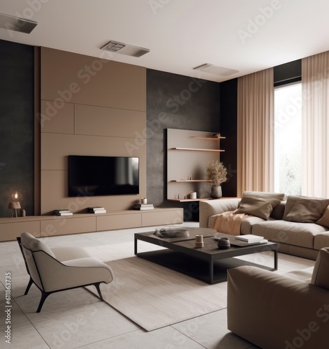 Luxurious Living Space with Designer Furnishings and Chic Decor. © aboutmomentsimages