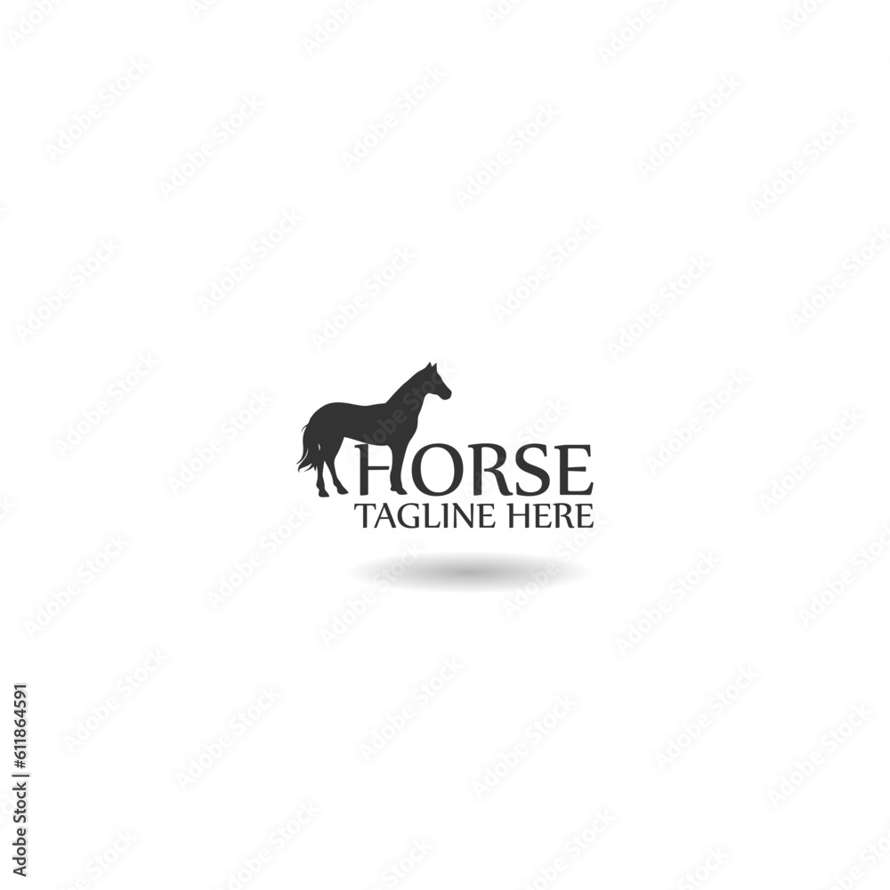 Horse logo template icon with shadow