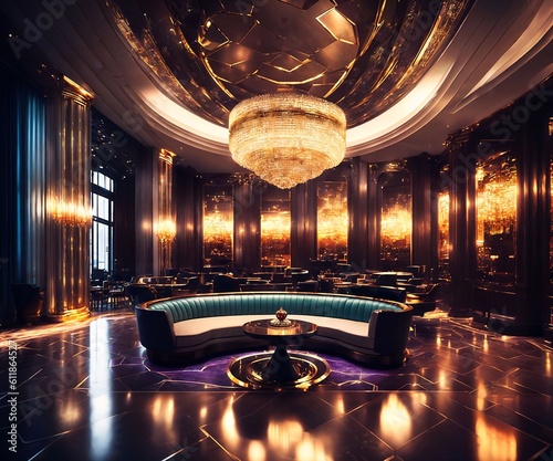 interior design of luxury hotel lounge casino hall, generative AI