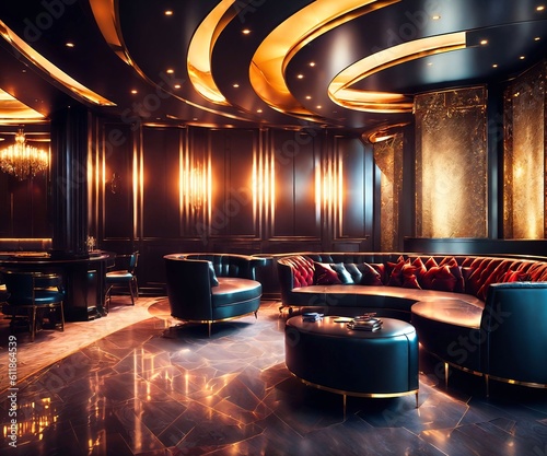 interior design of luxury hotel lounge casino hall, generative AI