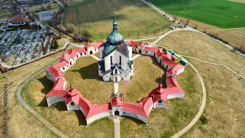 Drone Shot of Pilgrimage Church of St John of Nepomuk at Zelená Hora