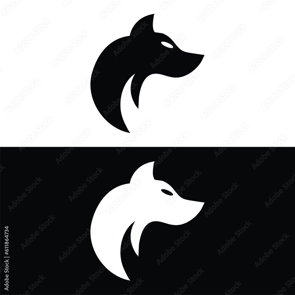 unique fox logo, fox illustration, vector.Logo design of black fox silhouette animal mascot logo template vector illustration unique fox logo, fox illustration, vector.Logo design of black fox silhouette animal mascot logo template vector illustration
