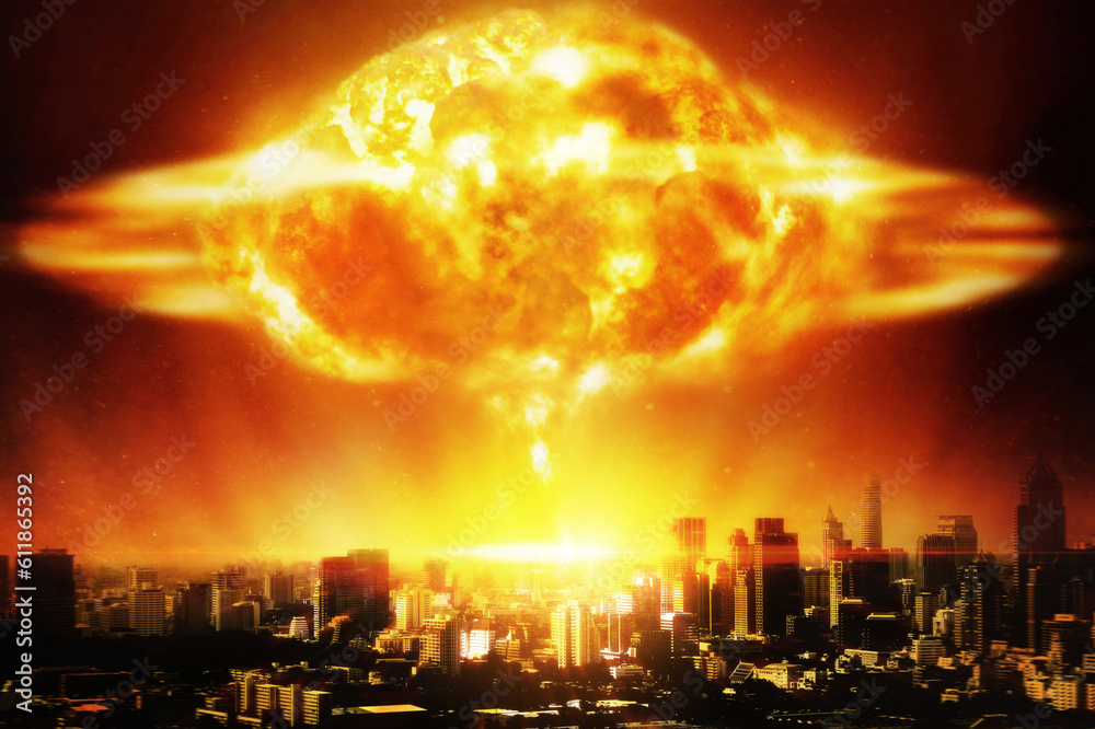 Huge nuclear explosion over a modern city