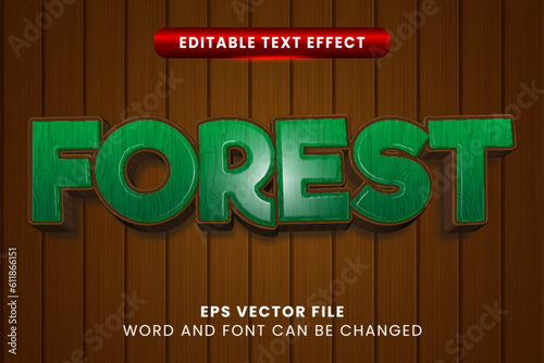 Green forest 3d editable vector text effect