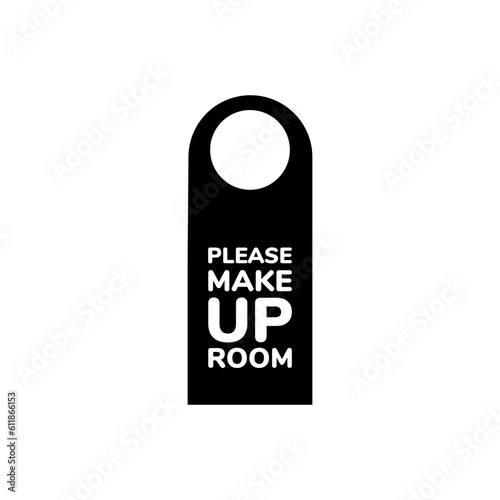 Vector element of a Door Hanger with Message "Please make up room", Glyph icon.