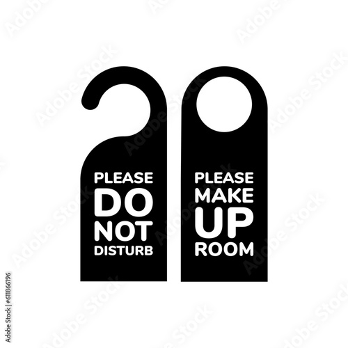 Vector element of a Door Hanger with Message "Please do not disturb" and "Please make up room".