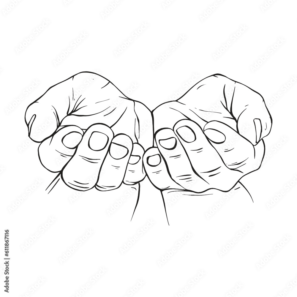 Obraz premium Two Hand drawn gesture sketch vector illustration line art