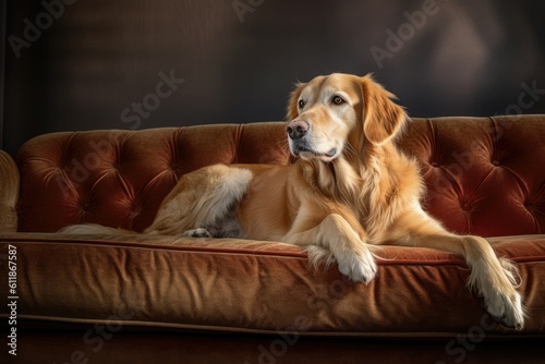 Golden Retriever on a Sofa - Family Dog