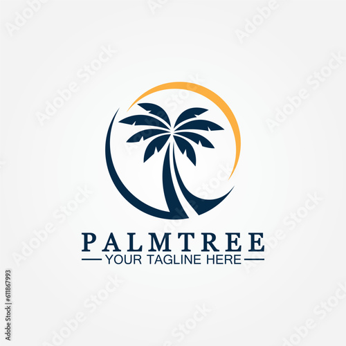 Palm tree summer logo template vector illustration