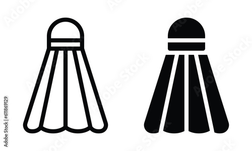 Shuttlecock icon with outline and glyph style.