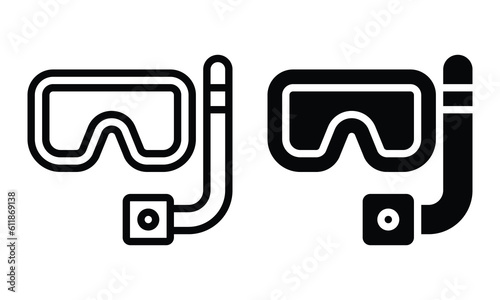 Diving mask icon with outline and glyph style.
