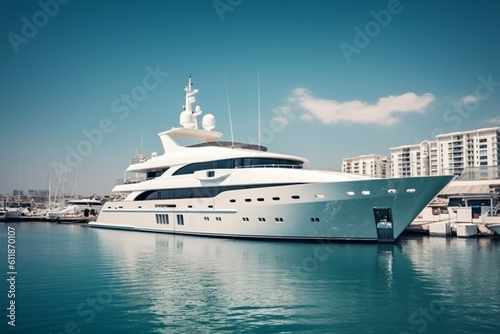 Tied luxurious yacht in the harbour (bay) © alisaaa