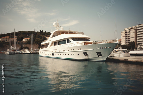 Tied luxurious yacht in the harbour (bay) © alisaaa