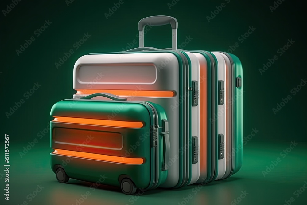 Unleash the Fun in Ireland. Suitcases in Flag Colors generative ai Unleash the Fun in Ireland. Suitcases in Flag Colors generative ai