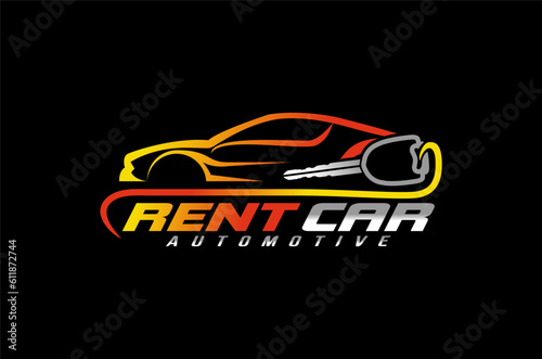 rent car logo emblem isolated on black background modern style with color gradation