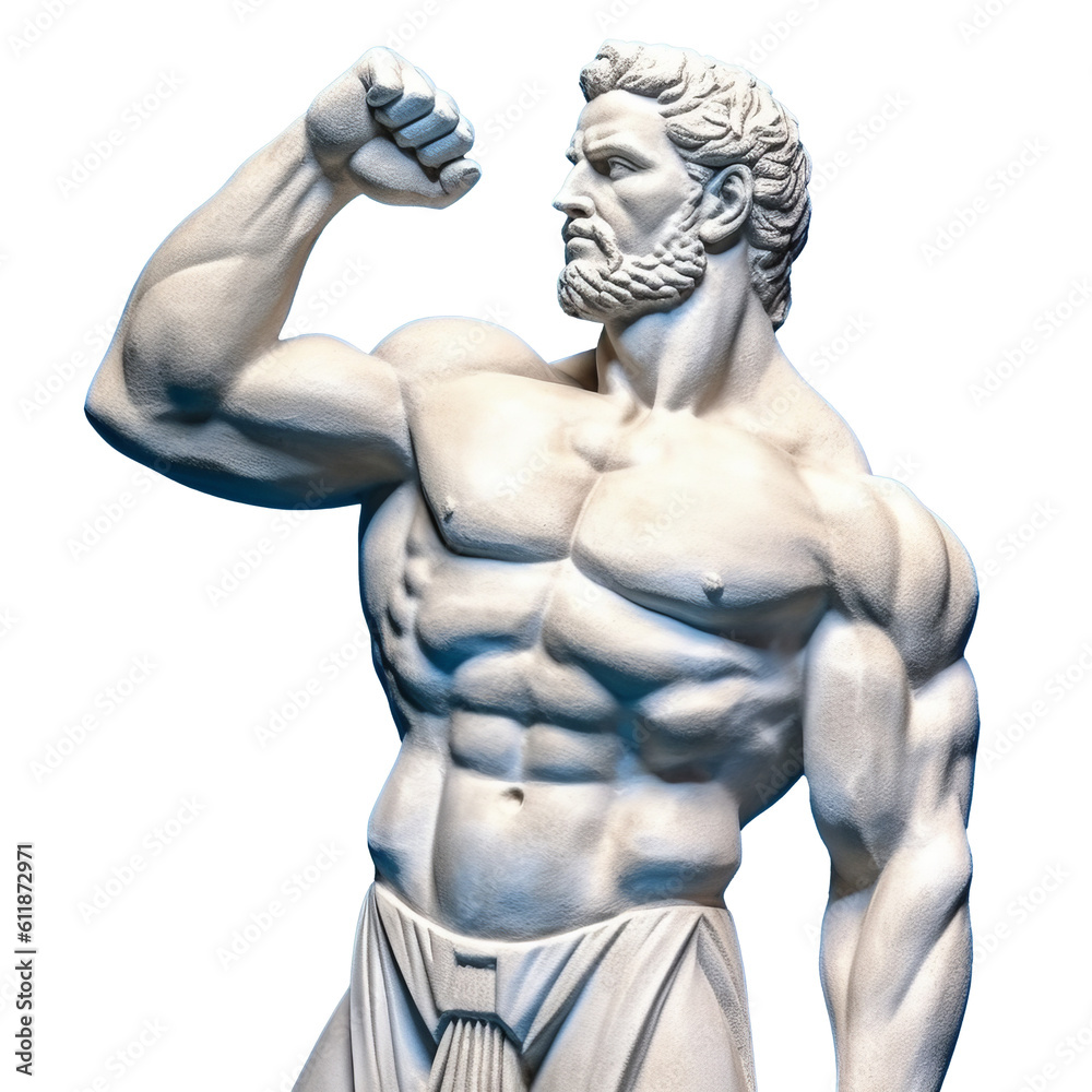 Greek sculpture of a bodybuilder on a transparent background. Generative AI Greek sculpture of a bodybuilder on a transparent background. Generative AI